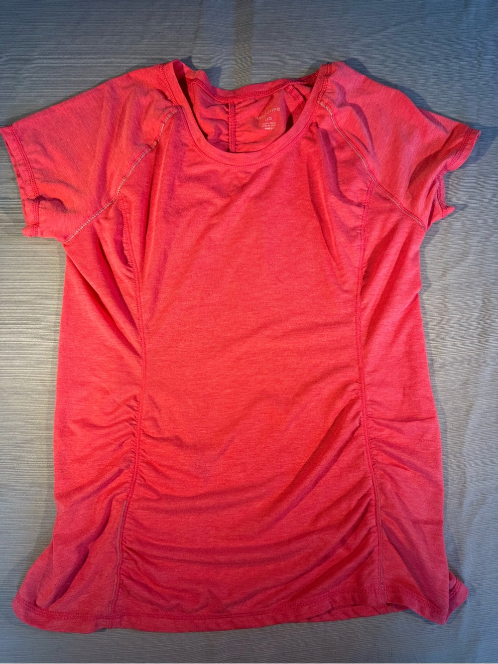 Tangerine Coral Active Ruched Side Tee